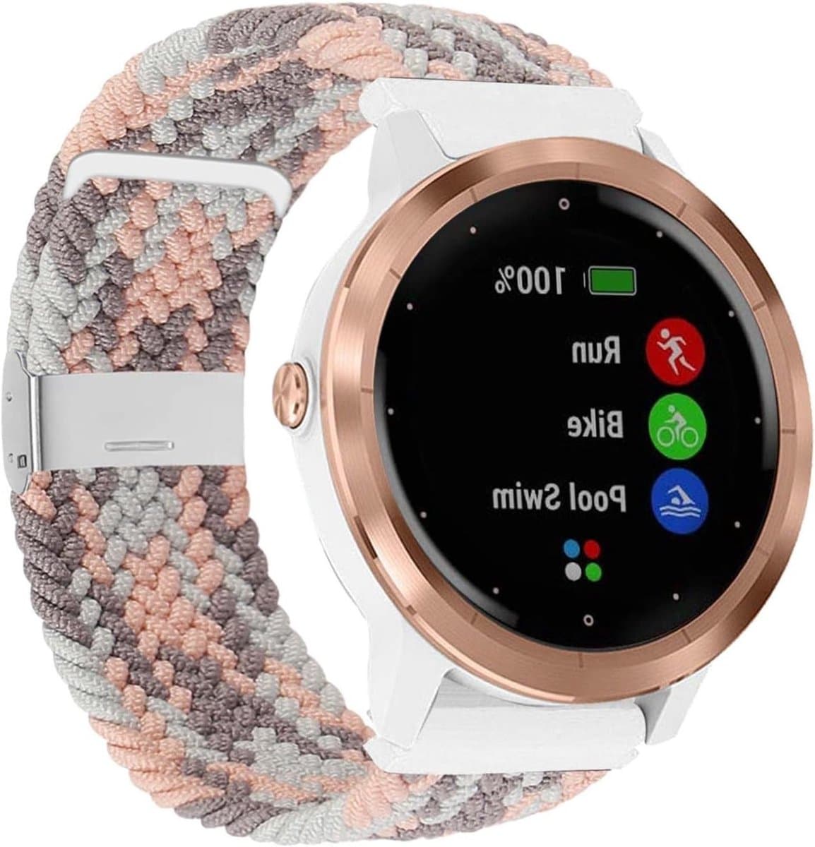 Verstelbare 20mm Nylon Polsband voor Garmin Venu 2 Plus, Venu Sq en Vivoactive 5 - Elastische en Comfortabele Sportband met Braided Loop voor Vivomove 3 en Forerunner 158