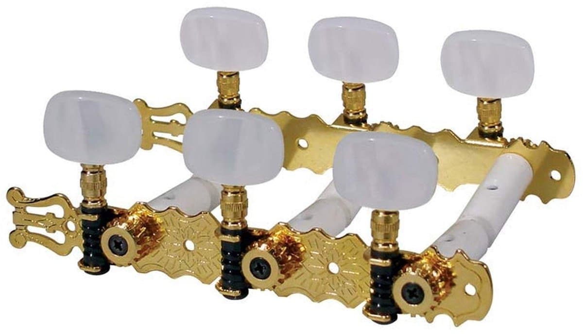 Boston 129-PG Machine Heads voor Classic Gitaar - Nylon Schacht, Goud met Parelmoer Knoppen