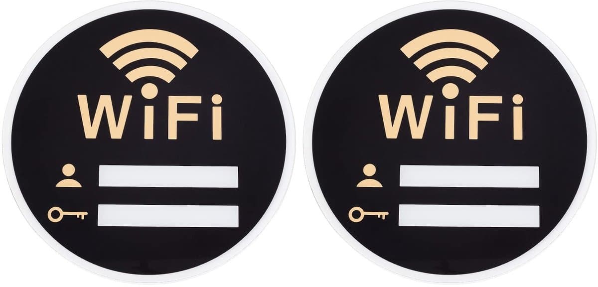 Dailygoody - WiFi Wachtwoordbord - Acryl WiFi Dekking - Zwart - Draadloos Netwerk Teken - Perfect voor Kantoor en Vergaderzaal - 2 Stuks
