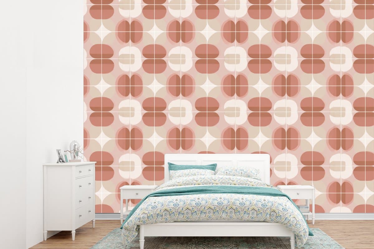 Behang - Fotobehang Retro - Klassiek - Roze - Breedte 305 cm x hoogte 220 cm