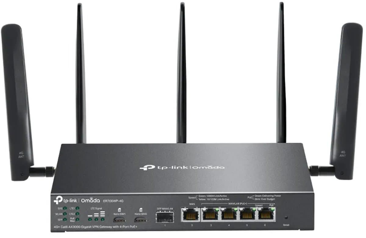 TP-Link ER706WP-4G draadloze router Gigabit Ethernet Dual-band (2.4 GHz / 5 GHz) Zwart