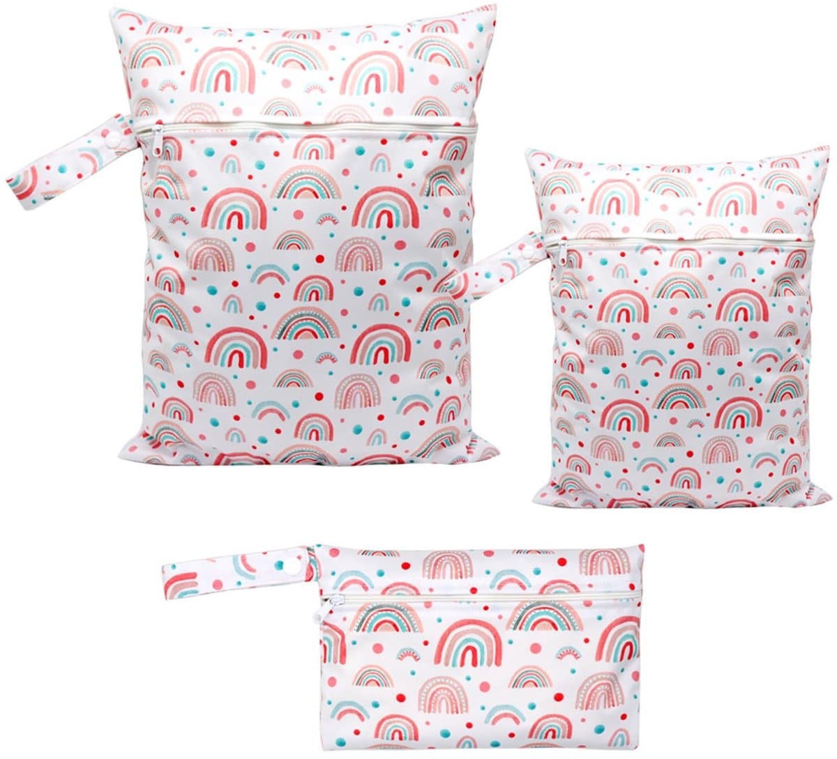 NTHProducts - Wetbag - Rainbow - Herbruikbaar - Wit - Voor Kinderen - Ideaal voor Luiers en Zwemkleding - Set van 3