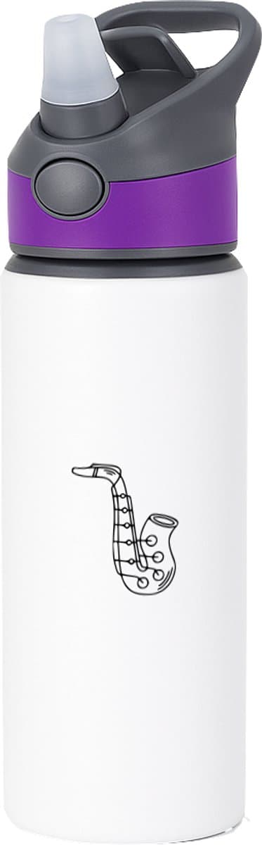 Hacebo® - Saxofoon waterfles met rietje paars - Saxofoon - Saxofoon liefhebber - leuk kado voor iemand die van soxofoon houd - water fles - 650ML