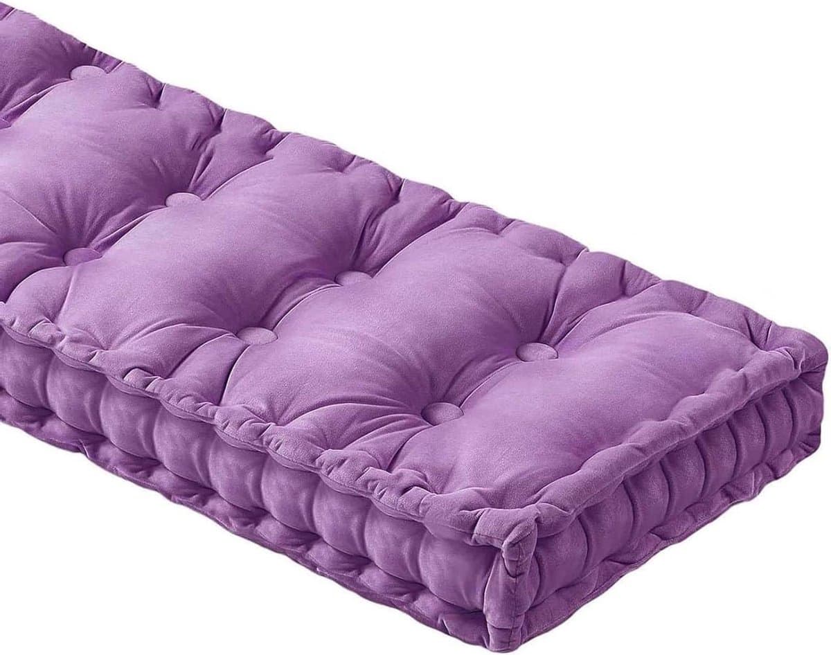 Bankkussen Fluweel - Tuinkussen Zitkussen - Comfortabel Zitten - 8-10 cm Dik - 110x55x10cm - Paars