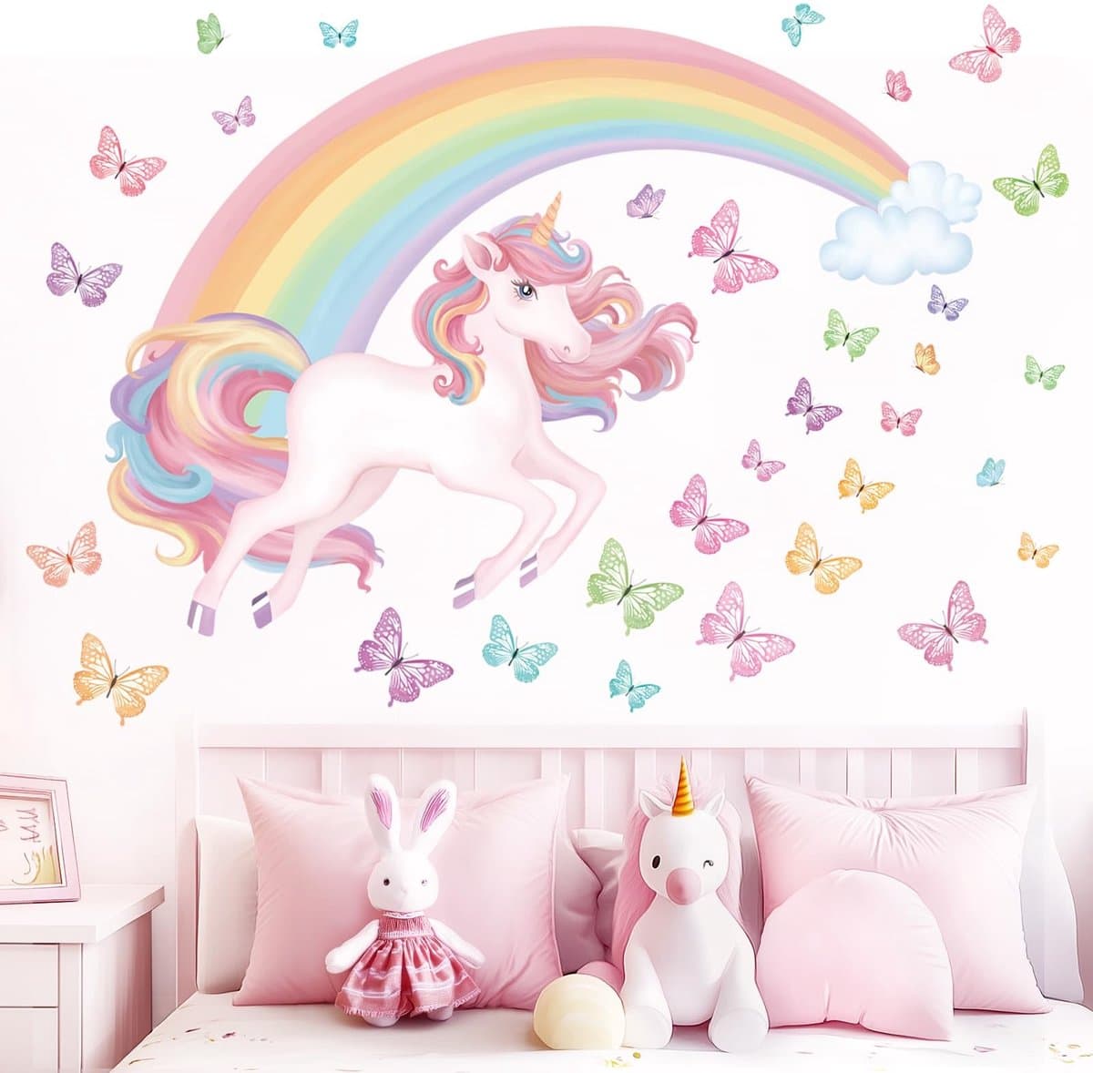 Dailygoods- Muursticker Regenboog Eenhoorn - Wanddecoratie Kinderen - Muurstickers Kinderkamer - Muurstickers Babykamer - Waterdicht - Duurzaam PVC Materiaal
