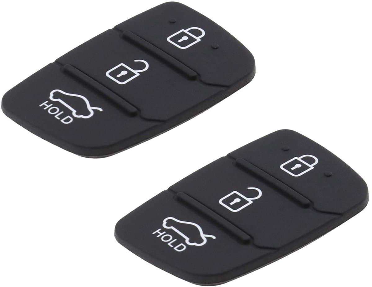 Dailygoods- Knop Pads 3-Knop - Rubber - 2 Stuks - Afstandsbediening Sleutelhanger - Vervangingsonderdeel - Compatibel met Hyundai