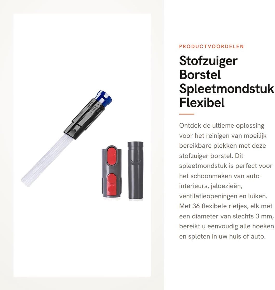 Dailygoods- Stofzuigerborstel Spleetmondstuk - Universeel Spleetgereedschap - Flexibel - Voor Stofzuiger - Geschikt voor Auto en Huishouden