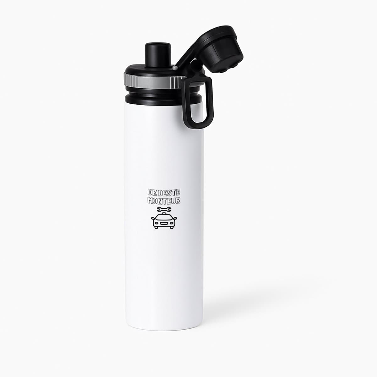 Hacebo® - De beste monteur waterfles met draaidop grijs - Automonteur - Familie vrienden - Cadeau - water fles - 850ML