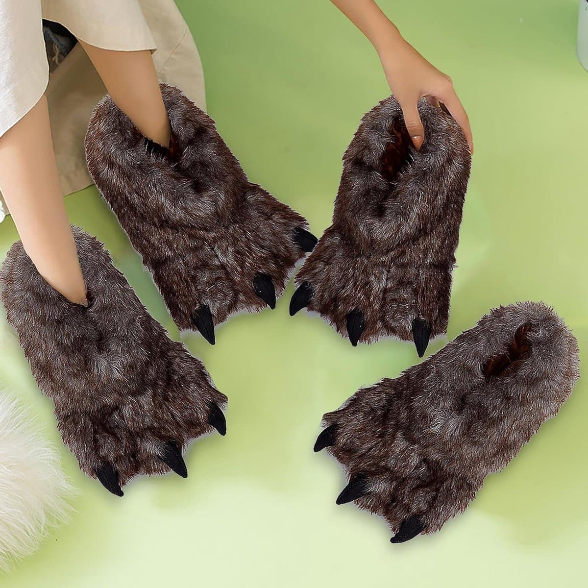 Fluffy Dierenpoot Slippers voor Cosplay - Warme en Comfortabele Slippers met Antislip Zool