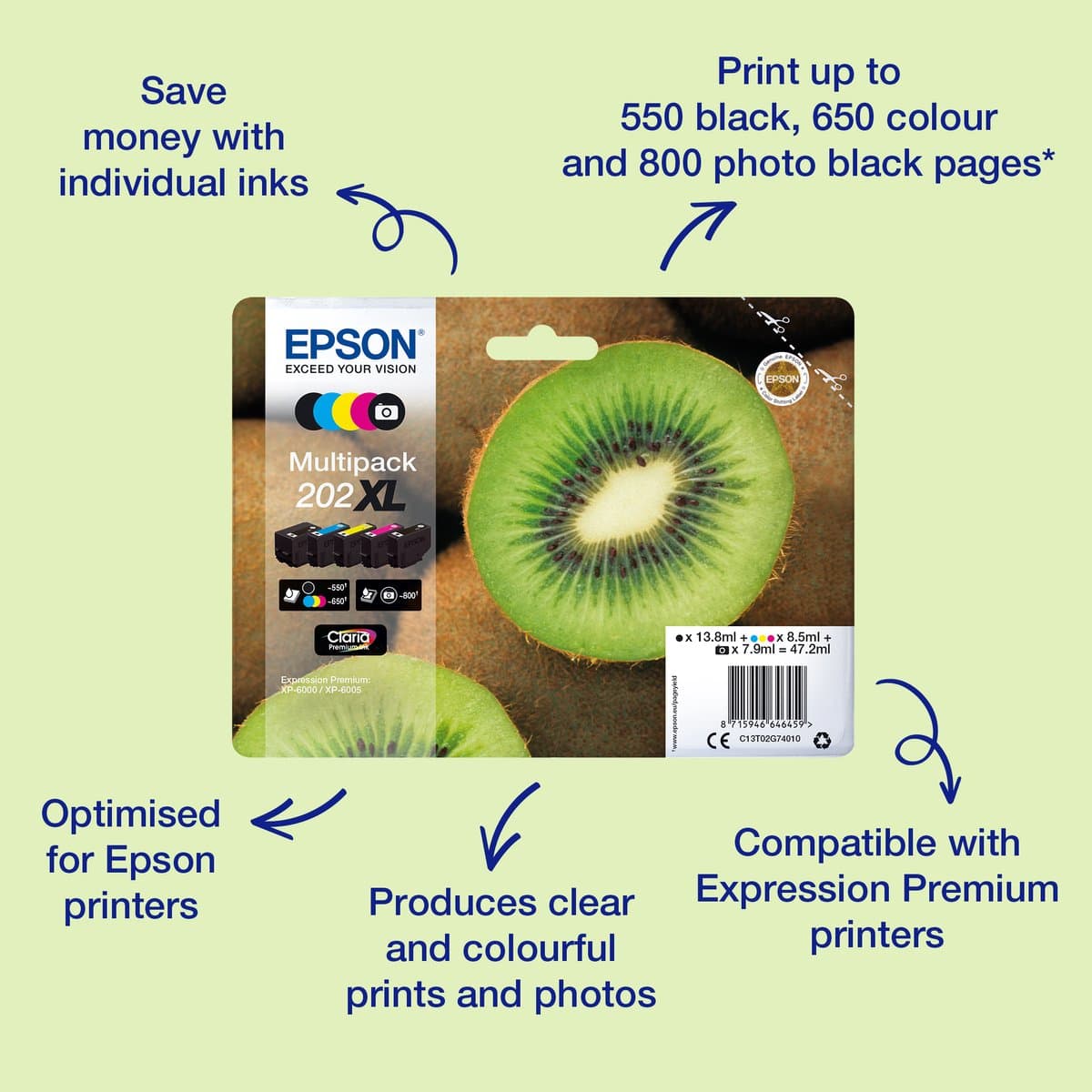Epson Kiwi Singlepack Magenta 202XL Claria Premium Inkt