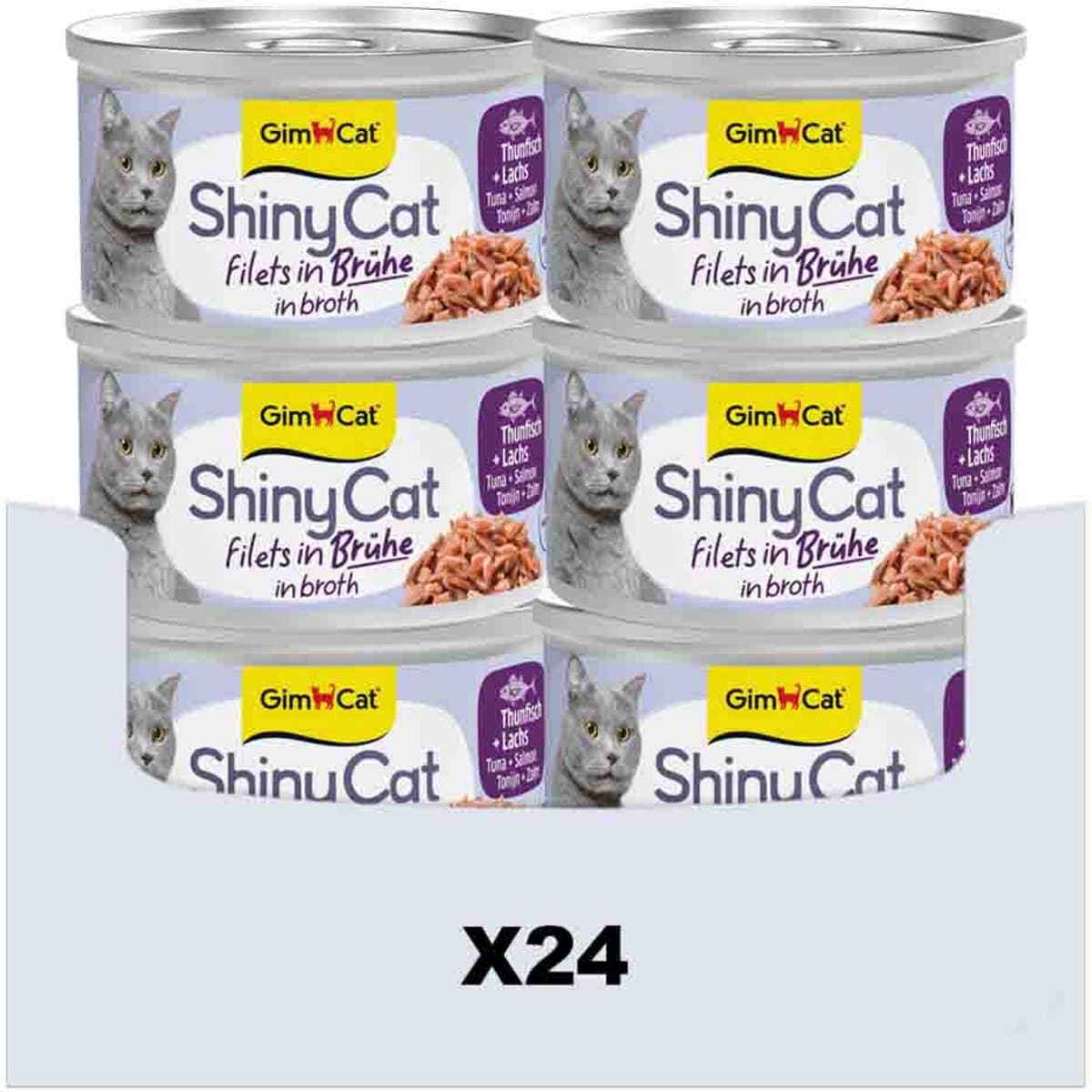 24 x 70 g - GimCat ShinyCat Filets in broth tonijn + zalm