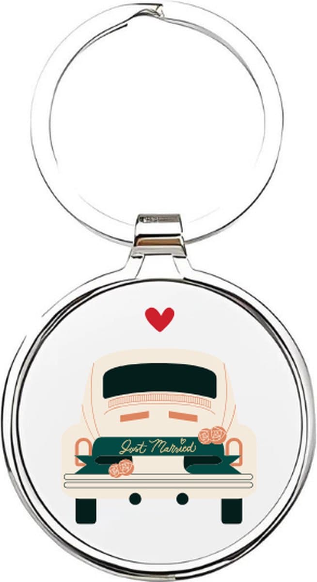 Akyol - just married Sleutelhanger - Trouwen - bruidspaar - trouwerij - trouwdag - bruiloft - bruid - bruidegom - feestje - liefde - relatie - samenzijn - love - i love you - wil je met me trouwen - trouwring - 4 x 7,5 CM