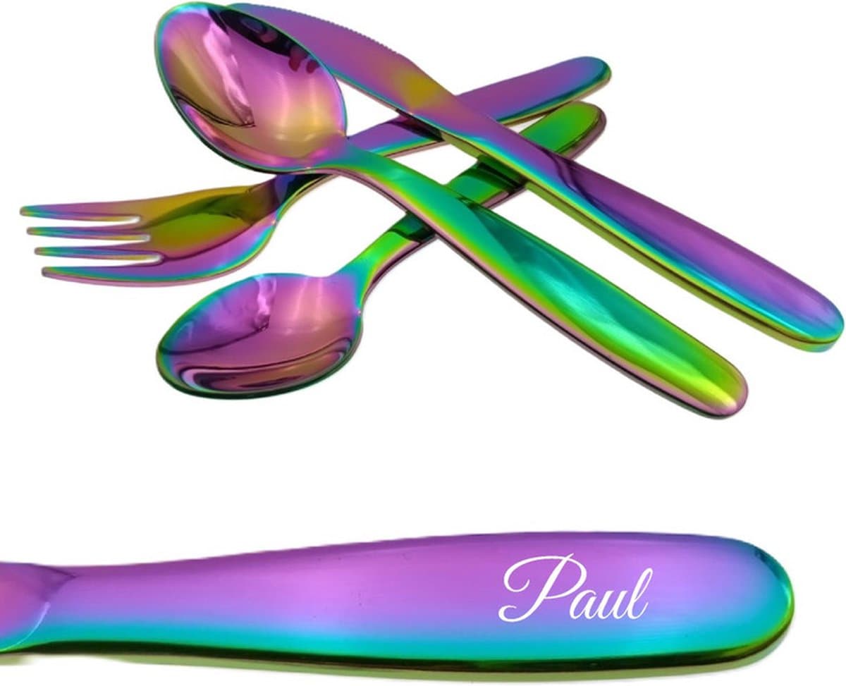 Kinderbestek Met Naam Gravering - Paul - Olie