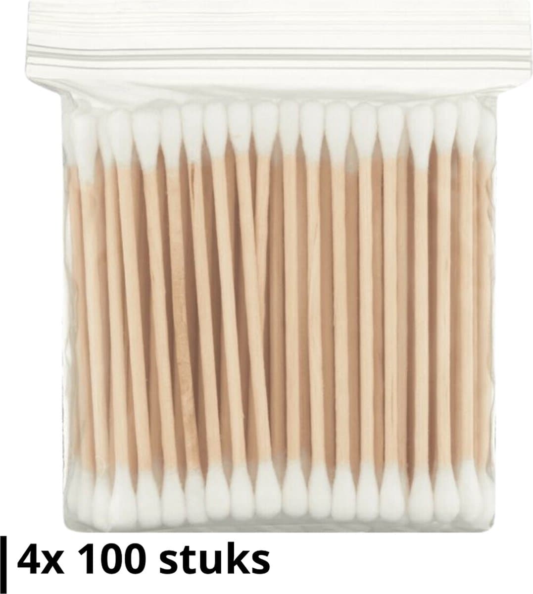 Knaak Wattenstaafjes - Bamboe - 4 x 100 stuks - Ideaal voor Make-up