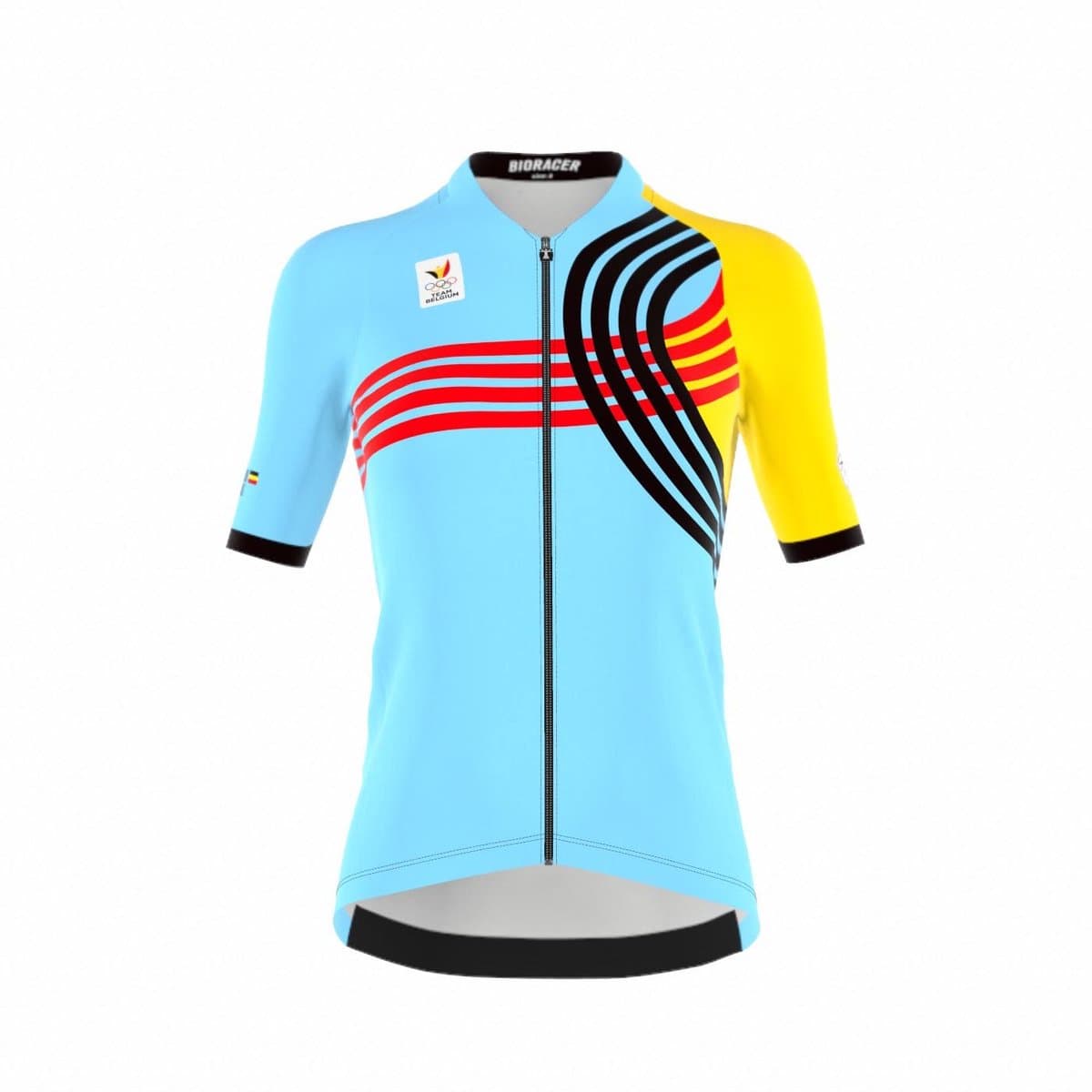 BIORACER Officieel Team Belgium - Icon Fietsshirt Zomer - Dames - Blauw - Olympische Editie - Korte Mouw - Ademend - Maat XL