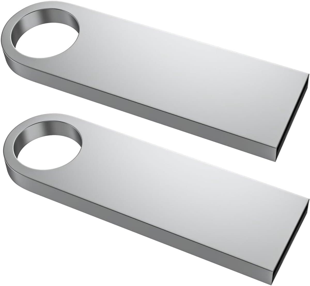 2-Pack 64 GB USB Stick Set, Metalen Flash Drives met Sleutelhangers