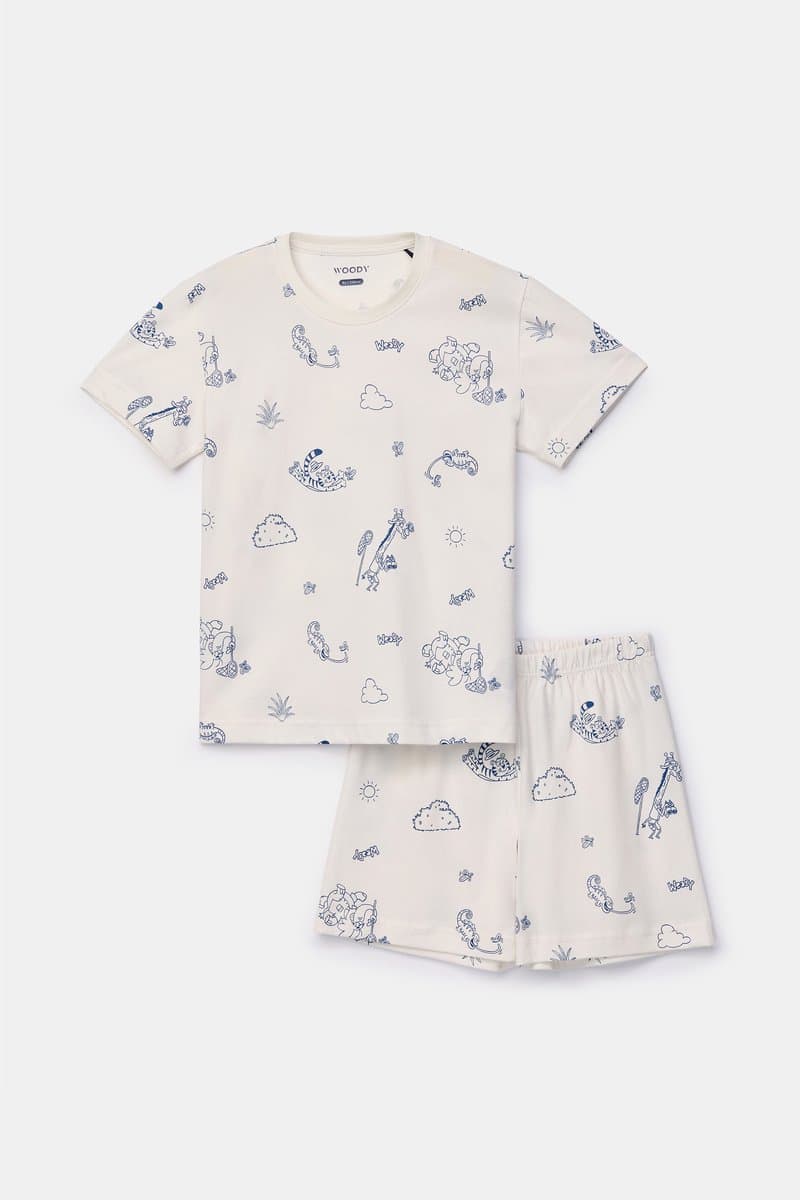 Pyjama unisex woody inkleuren zoo print