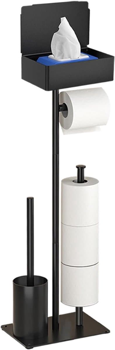 NBAP® Toiletbutler - Toiletrolhouder Staand - Zwart