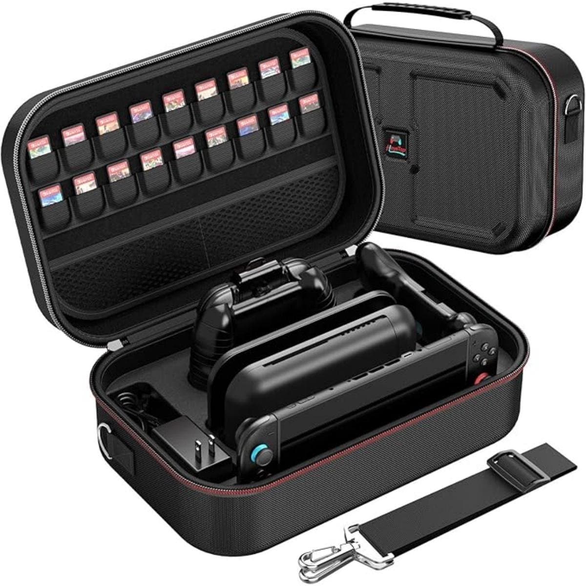 YOZHIQU Draagbare Beschermhoes - Etui voor Nintendo Switch 2 - Waterdichte Opbergoplossing met Apart Netvak - 34x24,5x12,5cm - Geschikt voor Console en Accessoires - Duurzaam Plastic Materiaal