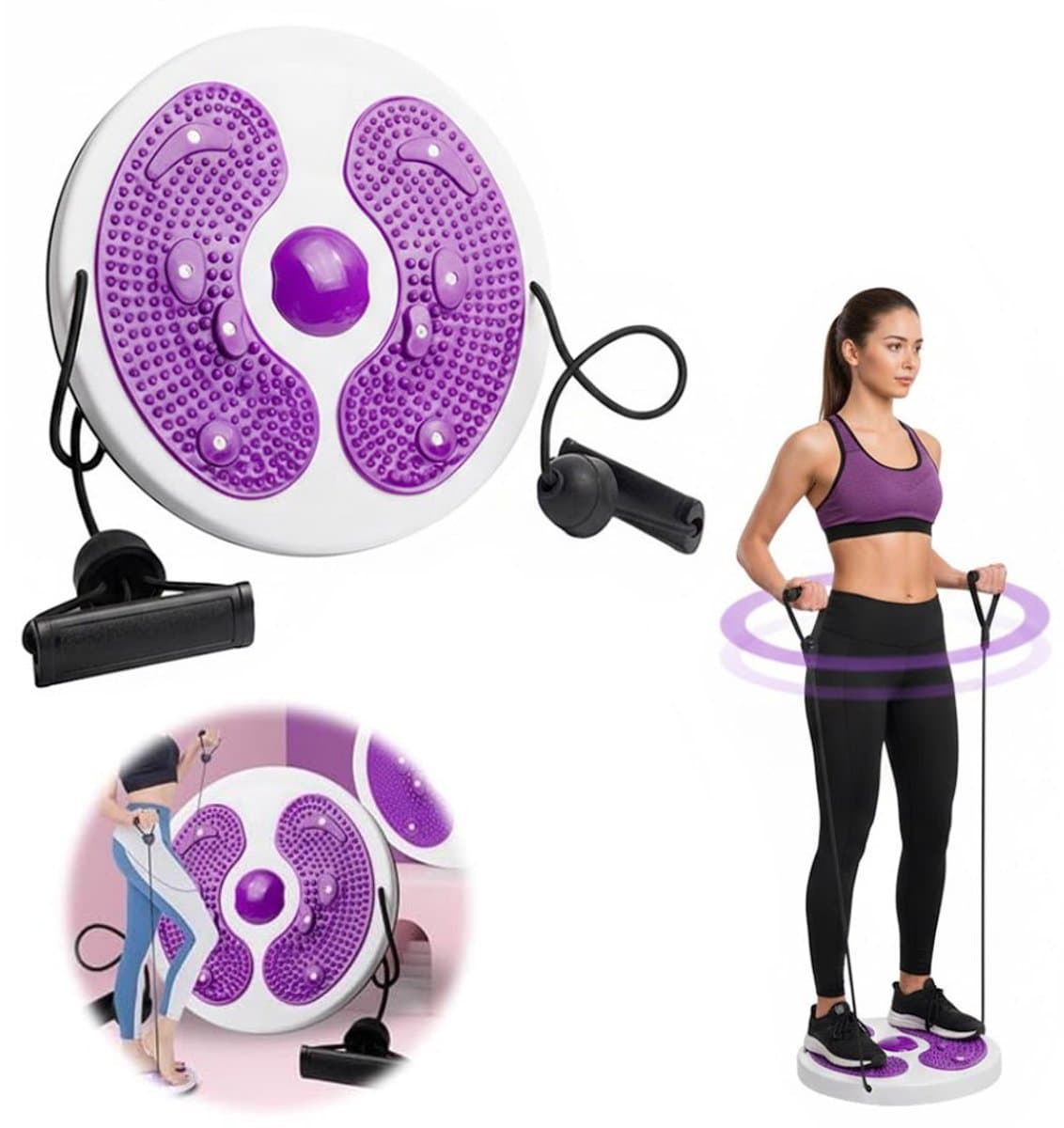NBAP® Twister Disc - Core Waist AB Trainer - Draaischijf Fitness - Wit en Lila