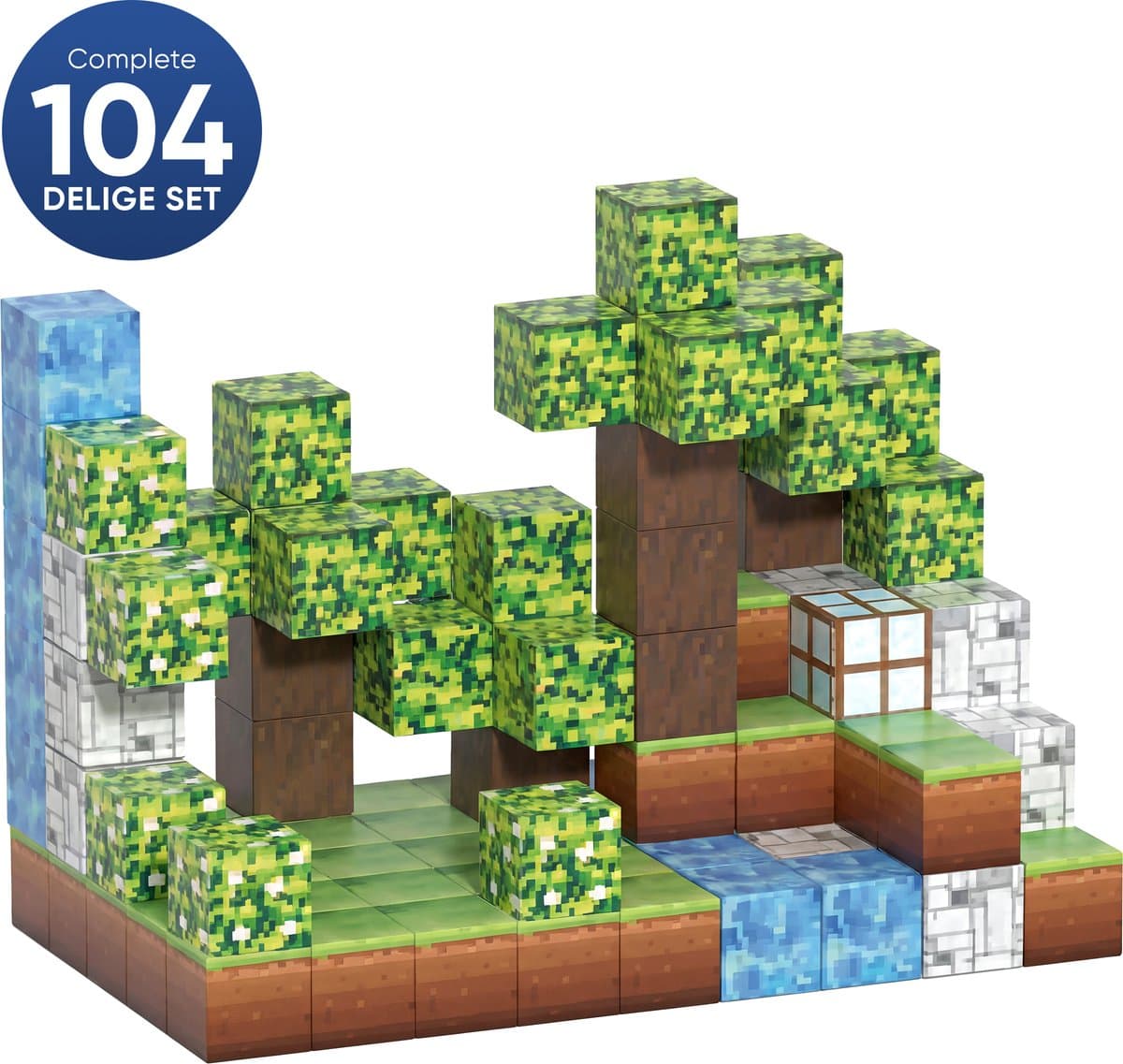 BLU Magnetische Blokken - 104 Stuks - Pixel Stijl Bouwstenen - Magnetic Cubes - Magnetic Tiles - Magnetische Tegels - Montessori & Educatief Speelgoed - Constructie Speelgoed - Vanaf 3 Jaar - Magnetische Blokken Speelgoed - Magnetische Pixels