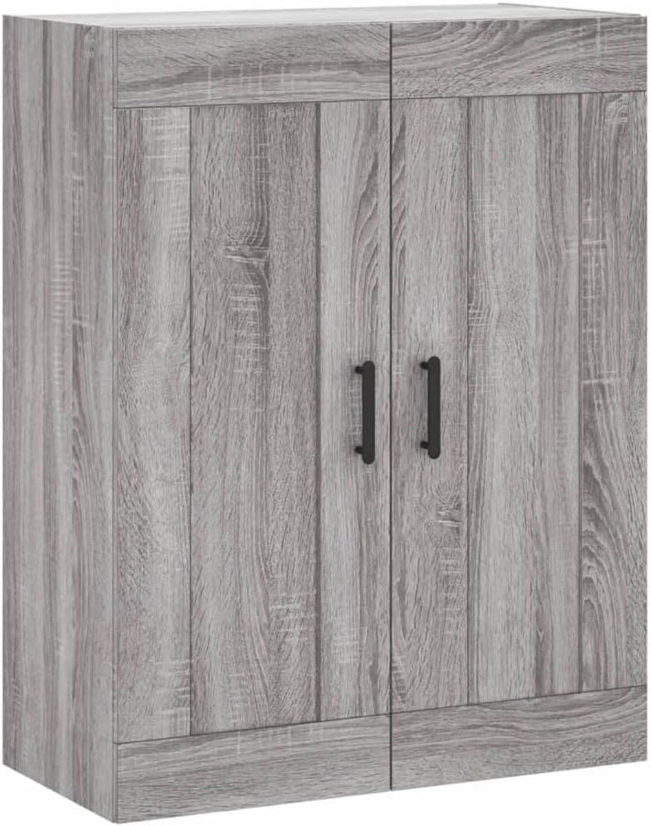 Wandkast 69.5x34x90 cm Massief Hout – Opbergkast Hangend – TV Meubel Grijs Sonoma Eiken