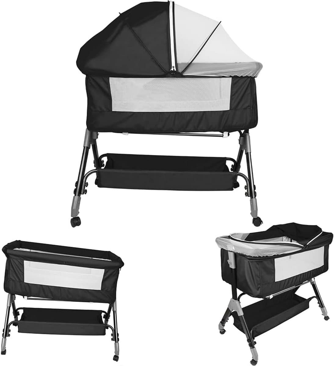 3-in-1 Bed Side Wieg voor Baby's met Matras en Hoes