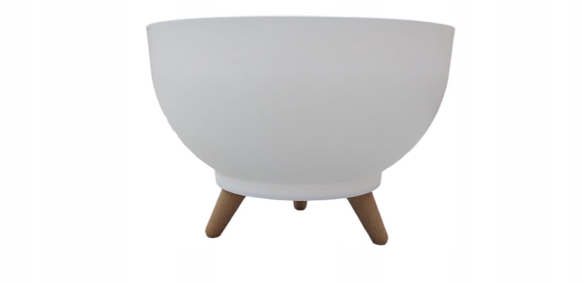 Misa Satina Bloempot met Houten Poten - Ø30cm - Wit