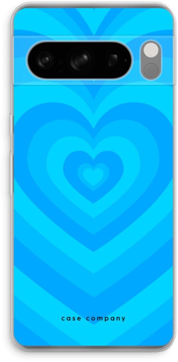 Case Company® - Hoesje geschikt voor Google Pixel 8 Pro hoesje - Hart Blauw - Soft Cover Telefoonhoesje - Bescherming aan alle Kanten en Schermrand