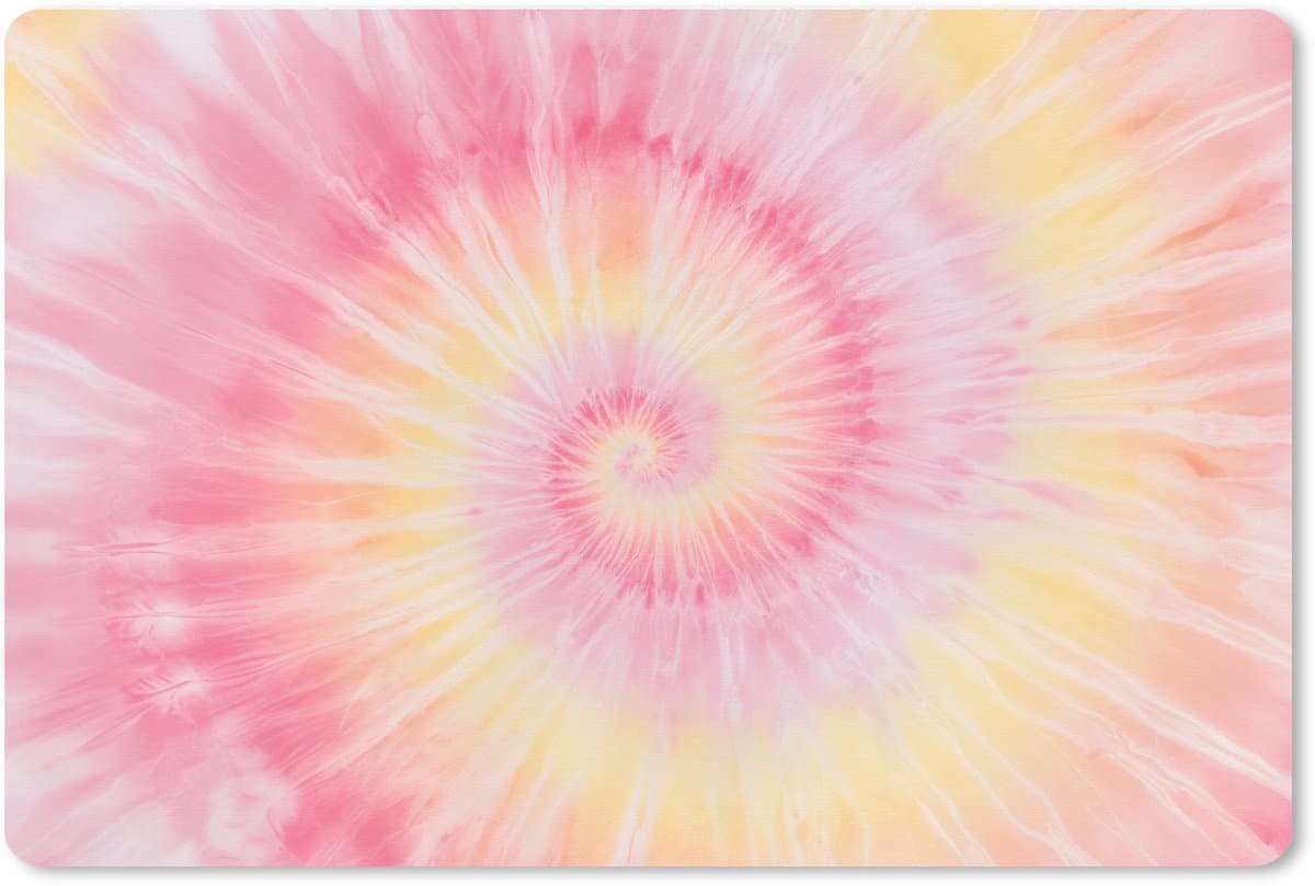 Muismat XXL 90x60 cm - Bureau onderlegger - Bureau mat Patroon - Tie Dye - Pasteltinten - Roze - Bureaumat - Gaming mousepad xl - Bureaulegger groot - Computer deskmat