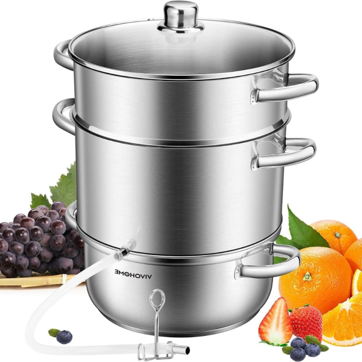 Roestvrijstalen Fruit Juicer en Stomer Multipot - 28 cm / 11 Liter - Zilver - Multifunctionele Keukenpan