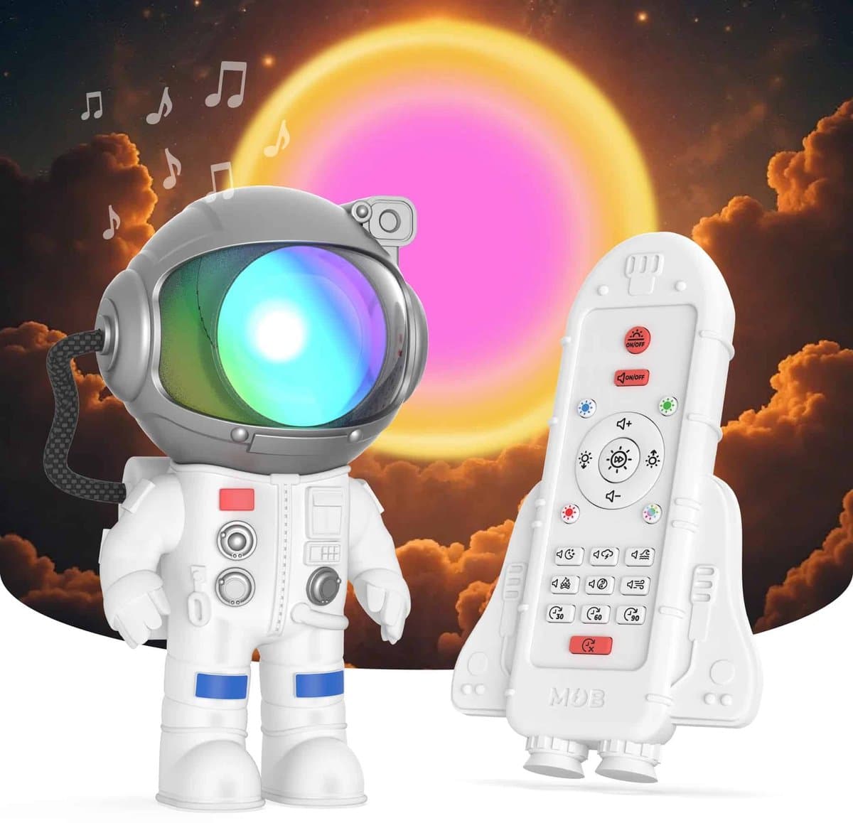 MOB Mini Stellar Light Projector en white Noise Slaaptrainer Nachtlamp Astronaut