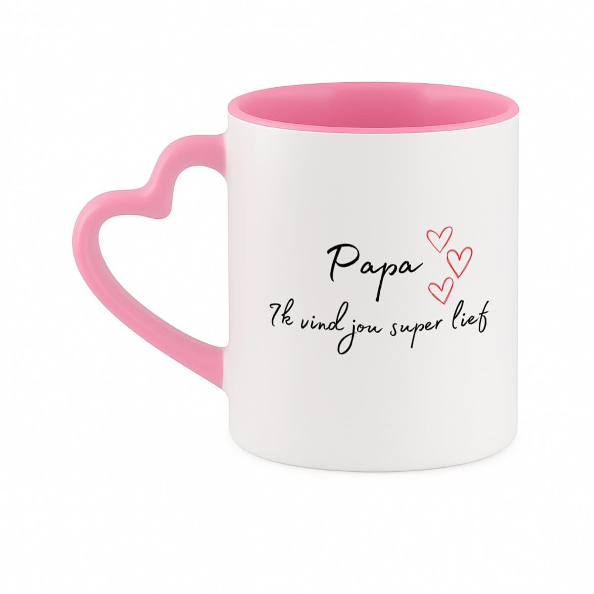 Hacebo® - mama ik vind jou super lief koffiebeker met hart oor roze - Moeder - de liefste mama - thee mok - koffie beker - Moeder cadeautjes - moederdag - verjaardag - geschenk - kado - koffiemok - 330 ML