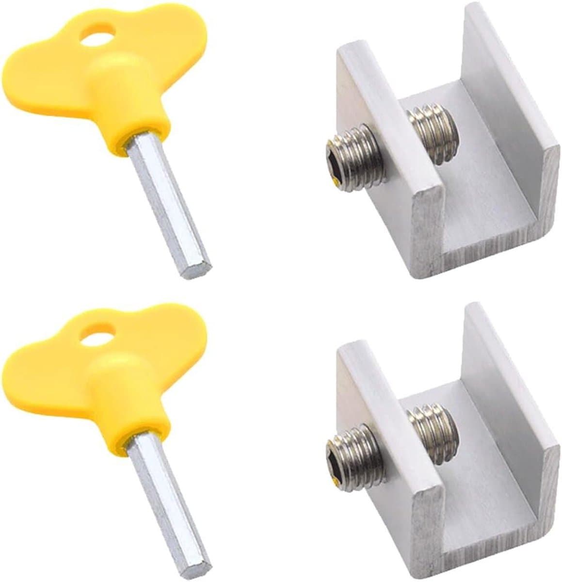 Aluminiumlegering schuifdeursloten - set van 2 stuks, veiligheidsslot voor ramen en deuren
