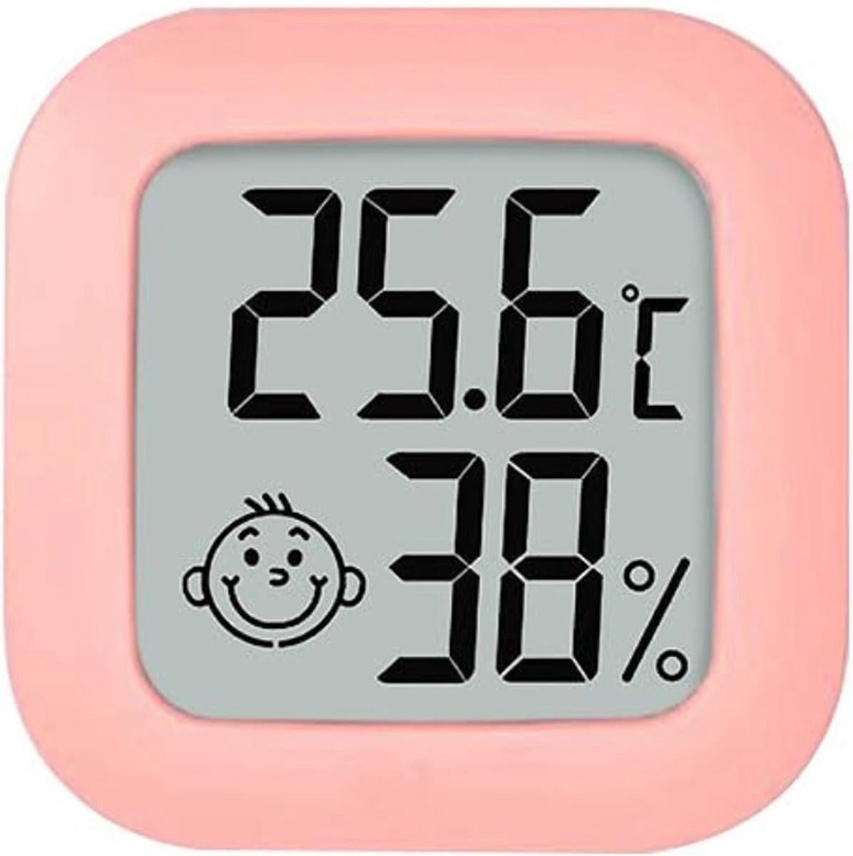 Jumada's - Roze Hygrometer Weerstation Luchtvochtigheidsmeter/Thermometer - Incl. Batterij & Plakstrip! - Hygrometer kinderkamer - Weer station meisjes kamer