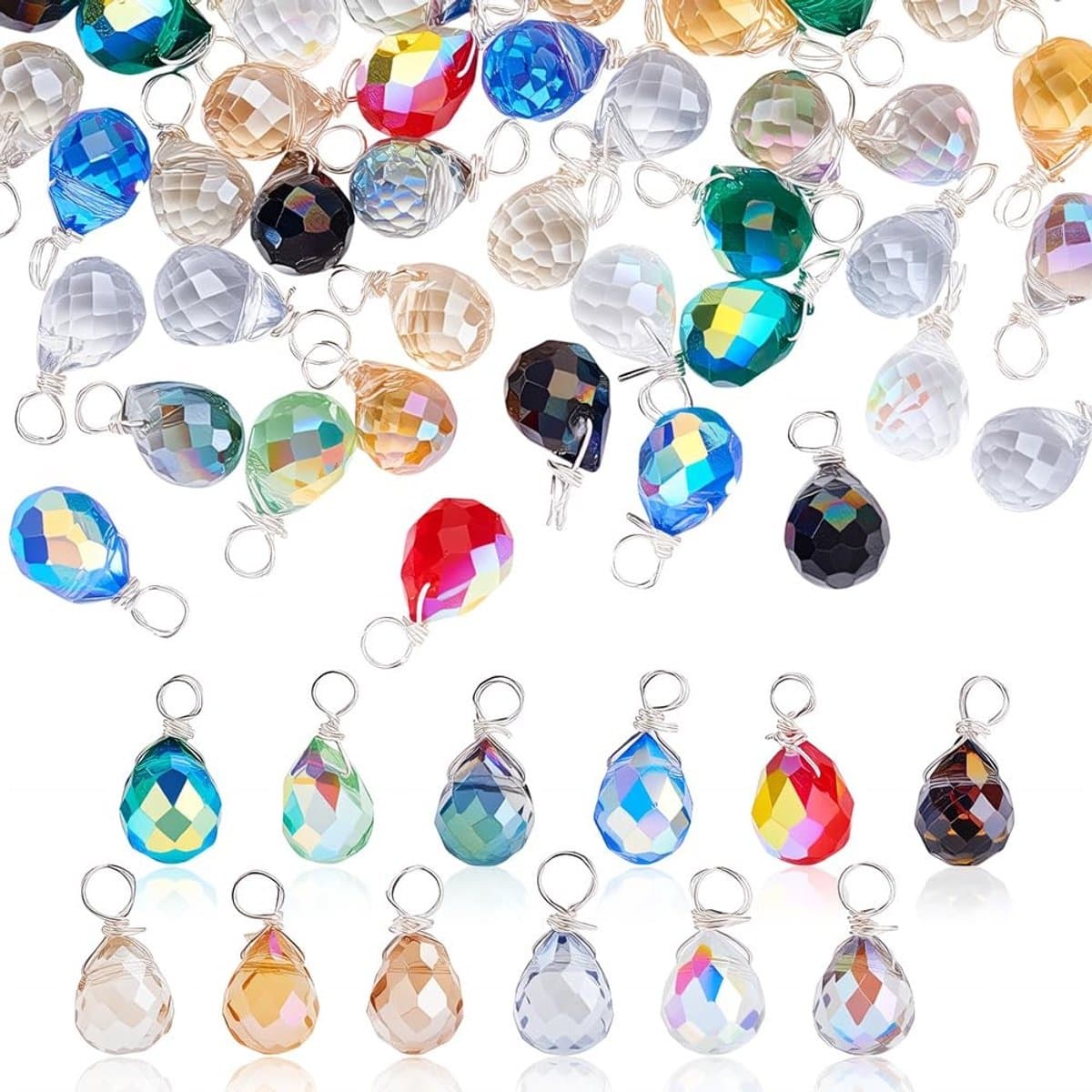 Dailygoods - 72 Stuks Kristallen Druppelvormige Bedels in 12 Kleuren voor Sieraden Maken