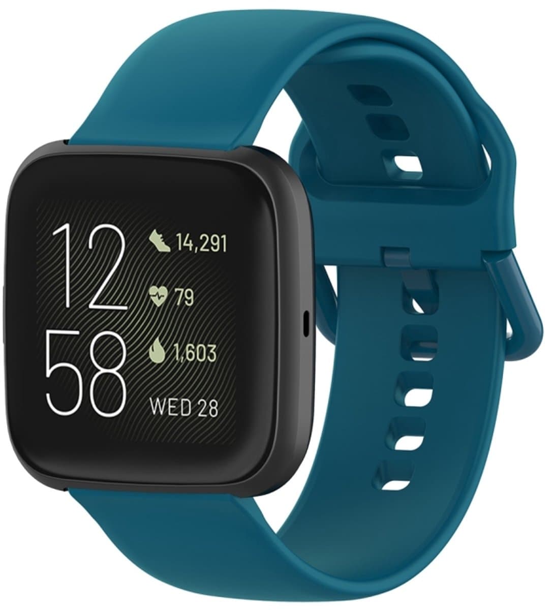 18mm kleur gesp siliconen polsband horlogeband voor Fitbit Versa 2 / Versa / Versa Lite / Blaze (donkergroen)