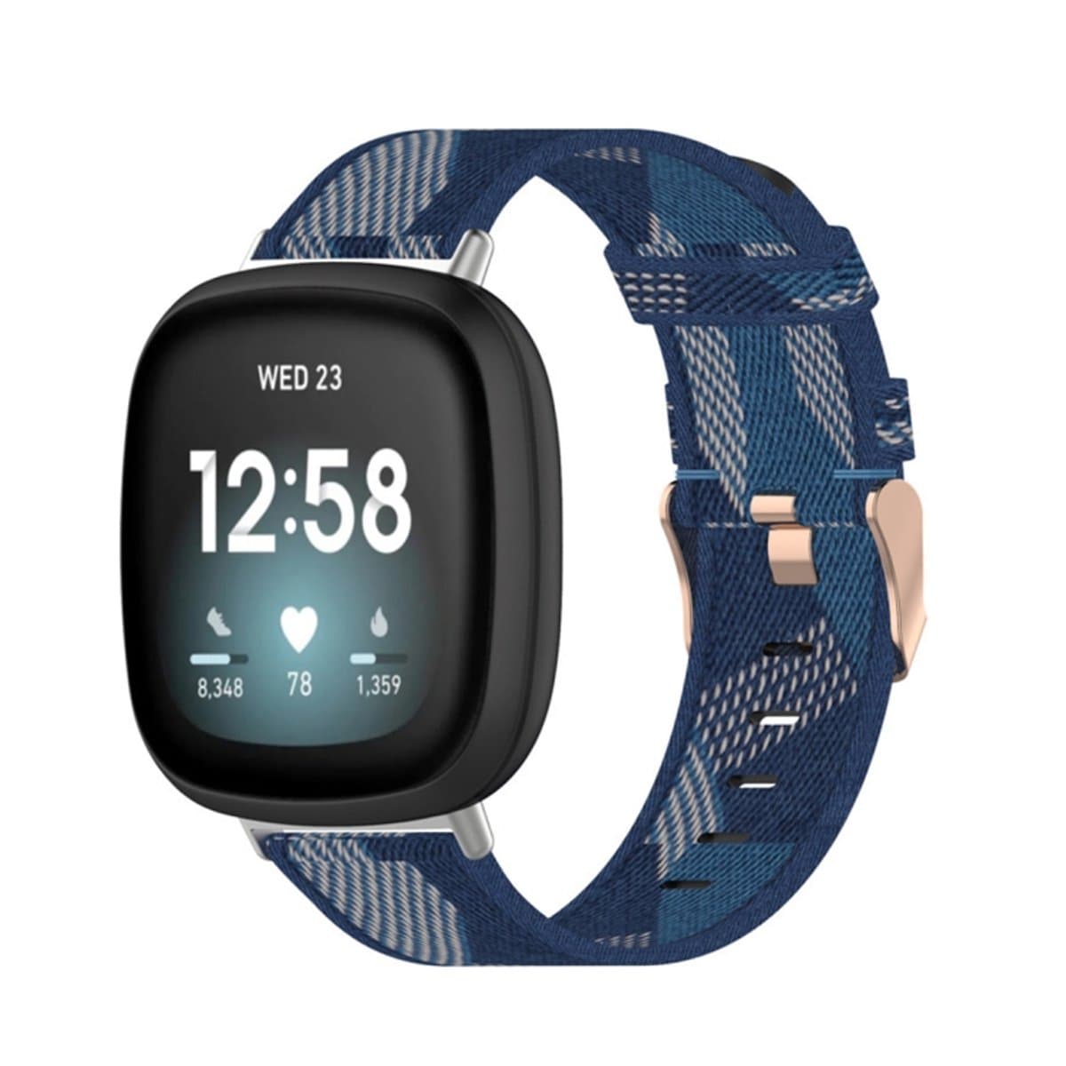 Voor Fitbit Versa 3 / Fitbit Sense nylon canvas strip textuurband, maat: gratis maat (blauw)
