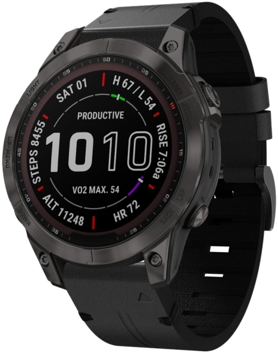 Voor Garmin Fenix 7 Pro 47 mm lederen horlogeband met stalen gesp (zwart)