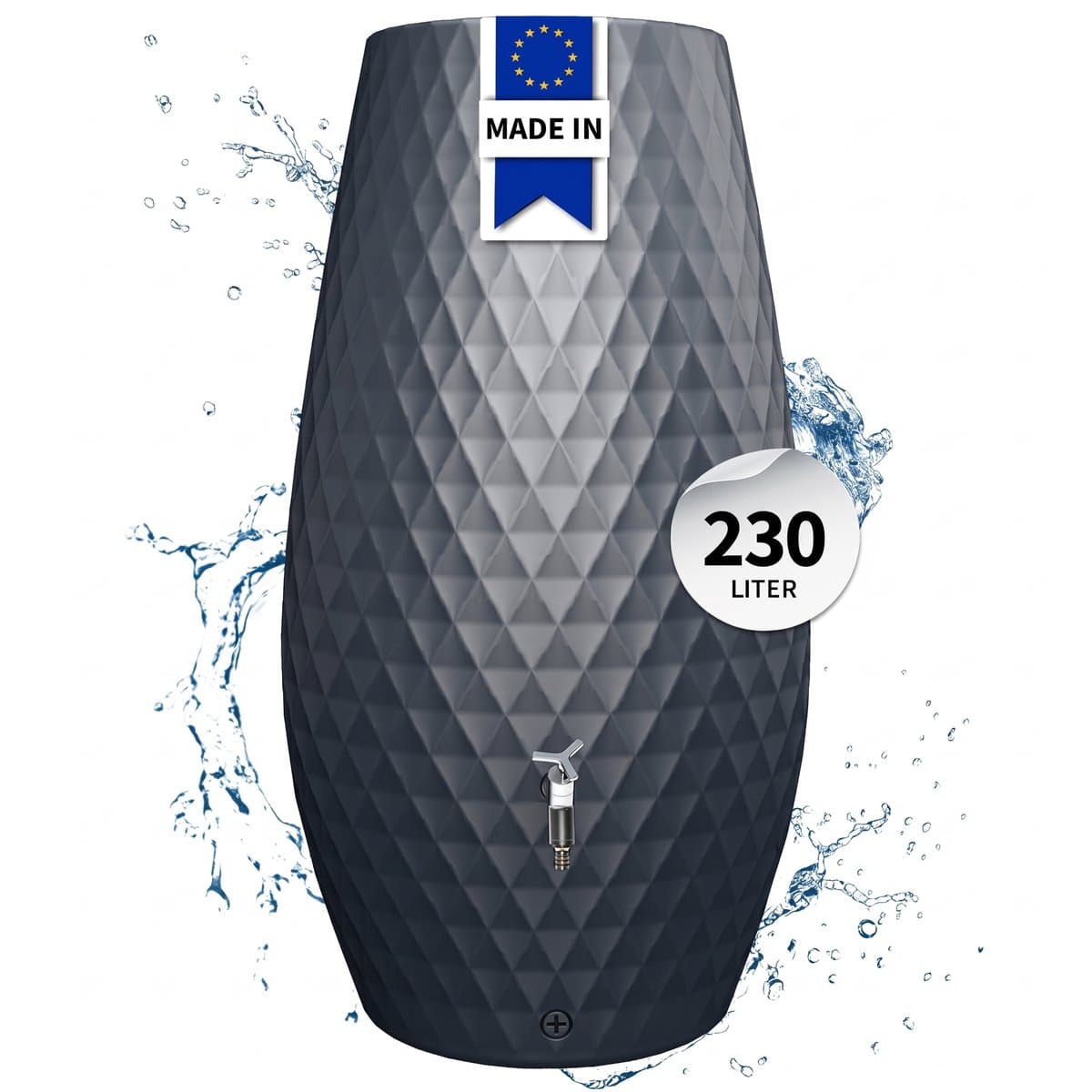 GARANTIA TRIAGON 2in1 beplantbare regenton 230 Liter graphite grey met geïntegreerde plantenschaal