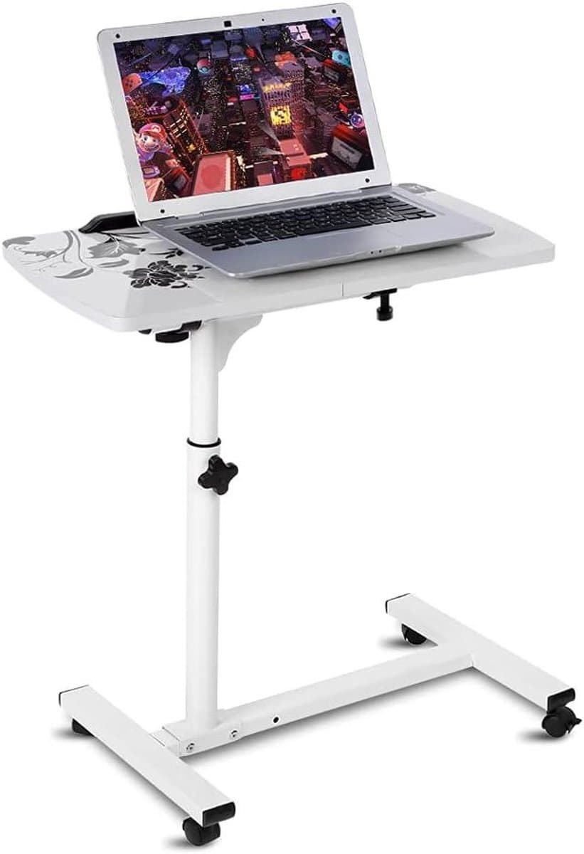 Verstelbaar Laptopbureau - Mobiele Tafel - Comfortabel Werken - Hoogte Verstelbaar - 63 x 39 cm - Wit