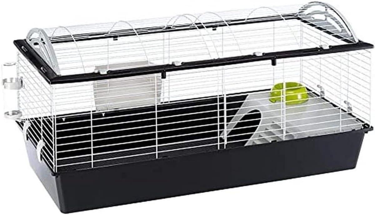 Dierenverblijf - Konijnenhok Caviahok - Comfortabel Wonen - Afgerond Dak - 119x58x60 cm - Wit Zwart