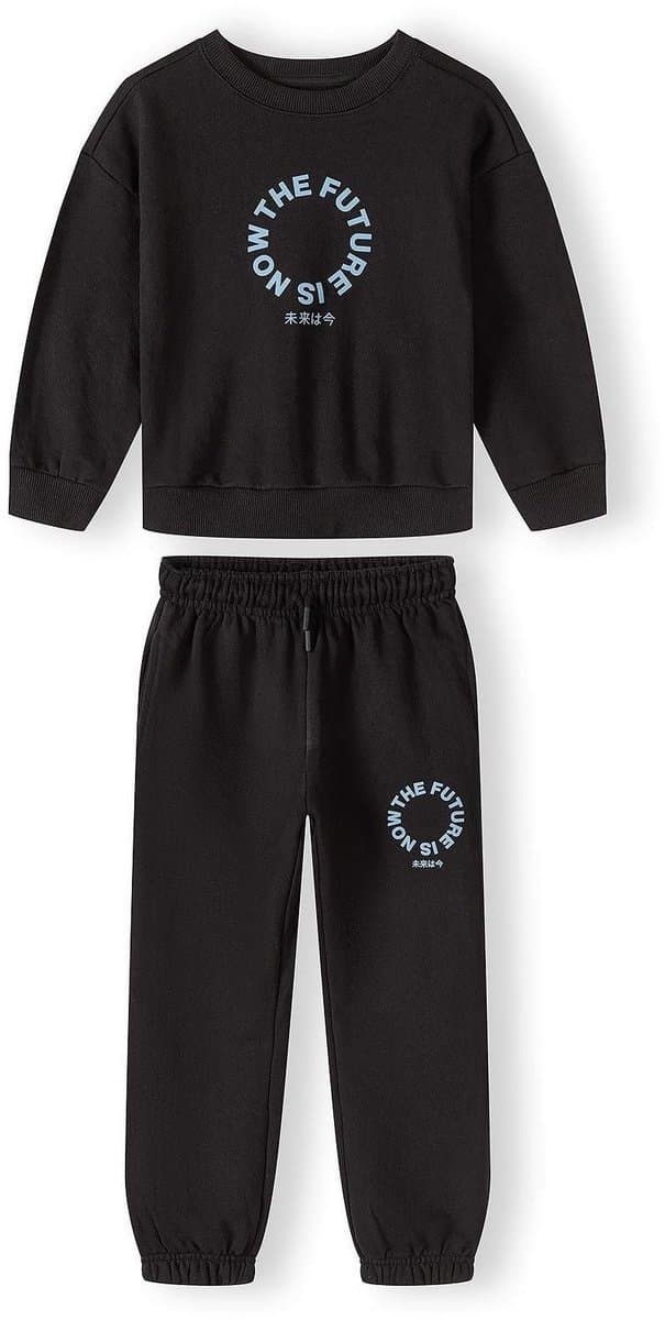 Minoti trainingspak jongens met print - zwart
