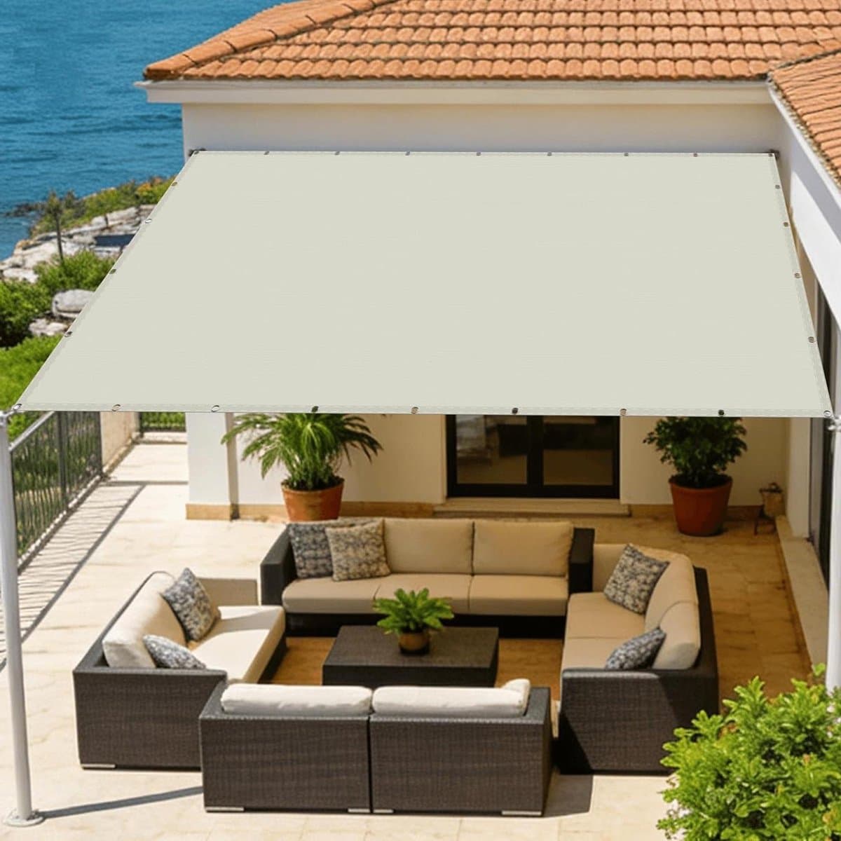 Zonwering Schaduwdoek - Zonnezeil Terras - Buitenruimte Creëren - Waterdicht PU-coating - 2.5 x 3 m - Gebroken wit