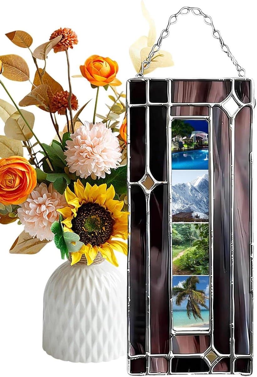 Fotolijst - Decoratie frame - Herinneringen bewaren - Handbeschilderd glas - 5 x 15 cm - Blauw