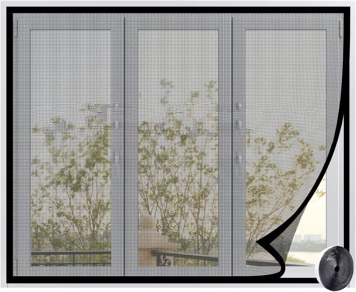 Raamscherm Glasvezel - Vliegenhor Raam - Insecten Buiten Houden - Zelfklevend Klittenband - 120x135cm - Zwart