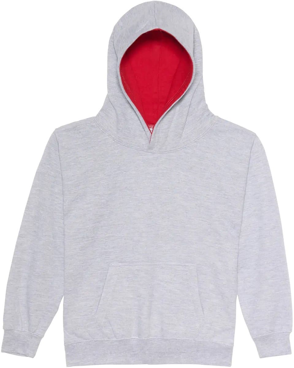 Just Hoods Kids´ Varsity Hoodie JH003K - HEATHER GREY/FIRE RED - 12/13 (XL)