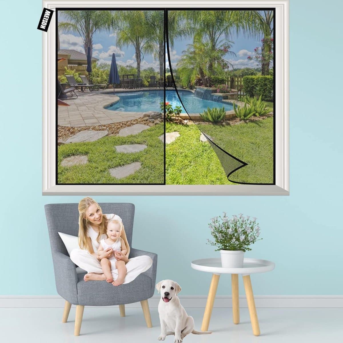 Magnetisch Vliegenhor - Vliegenraam Deurgordijn - Insecten Buiten Houden - Zelfsluitend Mesh - 60x70cm - Zwart