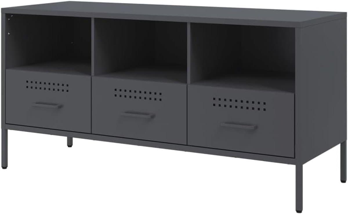 Tv-meubel Staal - Tv Kast Dressoir - Opbergen Woonkamer - Industriële Stijl - 1005x39x505 cm - Antraciet
