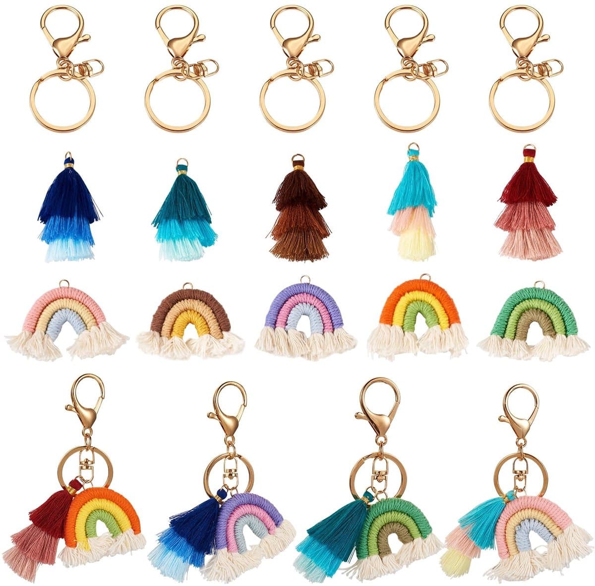 Dailygoods - Set van 15 Regenboog Hangers met Katoenen Kwastjes